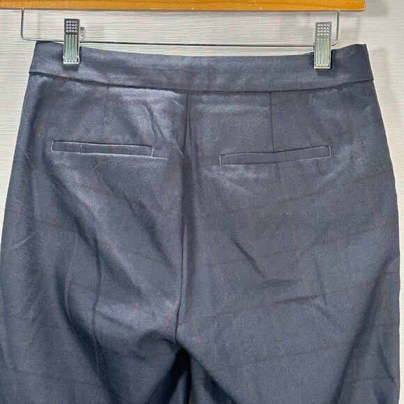 Banana Republic Pants Womens 2 Straight Trouser Blue Plaid Wool Blend Pockets - Picture 6 of 8